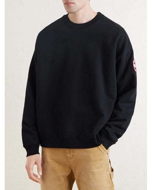Canada Goose Blue Rove Logo-Embroidered Cotton-Jersey Sweater for men