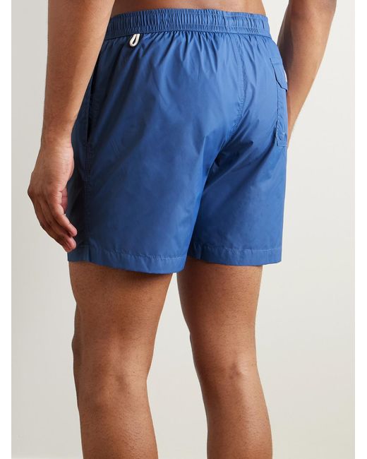 Hartford Blue Straight-Leg Mid-Length Recycled Swim Shorts for men