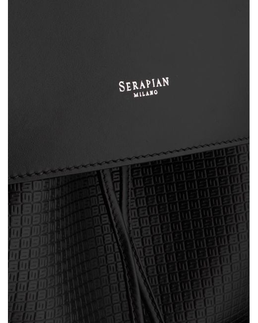 Serapian Black Large Logo-Embossed Coated-Canvas And Leather Backpack for men