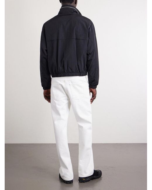 AMI Blue Cropped Logo-Embroidered Shell Jacket for men