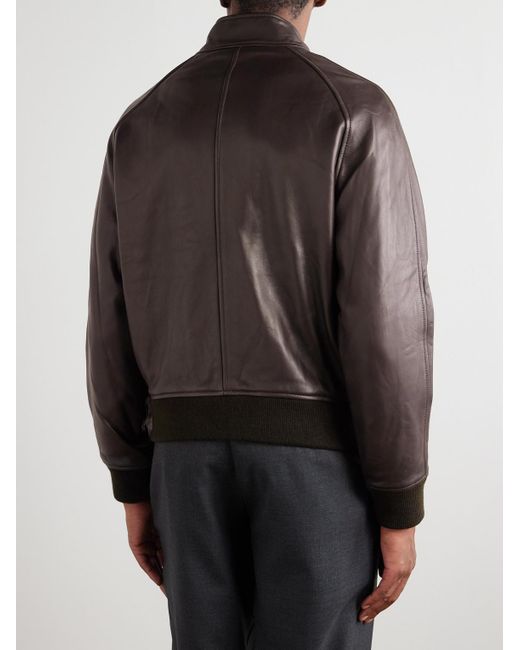 Officine Generale Black Craig Leather Bomber Jacket for men