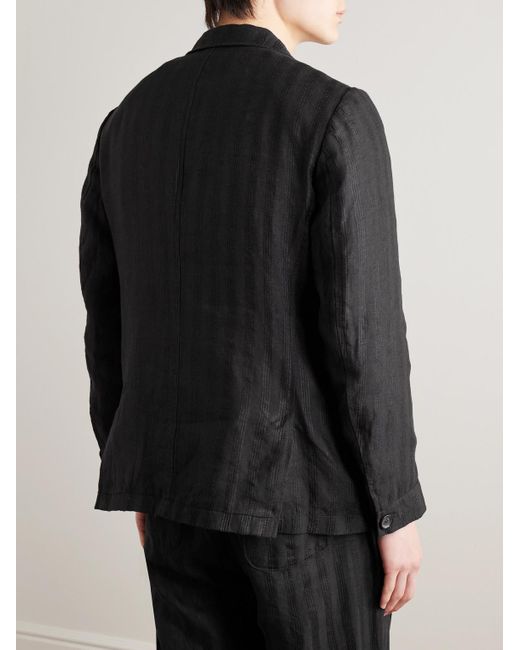 Oliver Spencer Black Wyndhams Embroidered Linen Suit Jacket for men