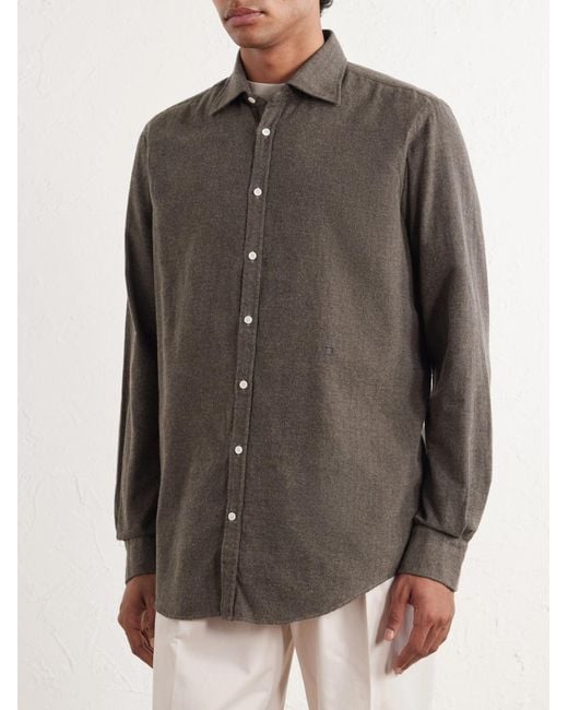 Massimo Alba Brown Genova Cotton-Flannel Shirt for men