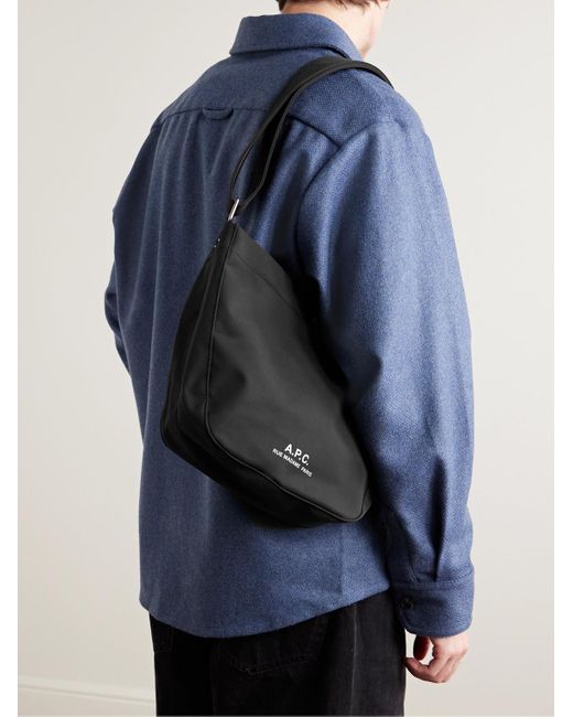 A.P.C. Black Journal Small Logo-Print Recycled-Nylon Messenger Bag for men