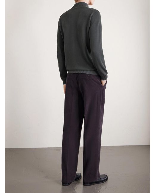 Fedeli Gray Cotton Zip-up Sweater for men