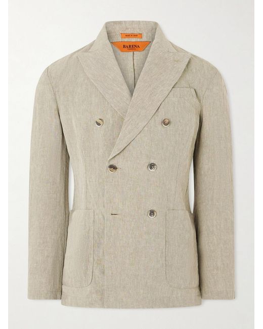 Barena Natural Siroco Marte Double-breasted Linen Suit Jacket for men