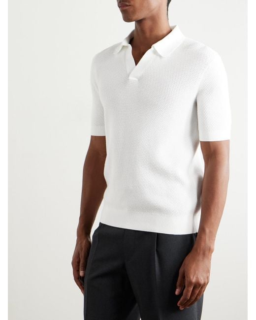 Zegna White Slim-Fit Cotton-Piqué Polo Shirt for men