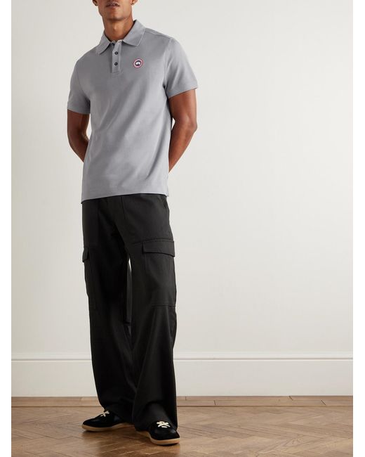 Canada Goose Gray Beckley Logo-appliquéd Cotton-piqué Polo Shirt for men