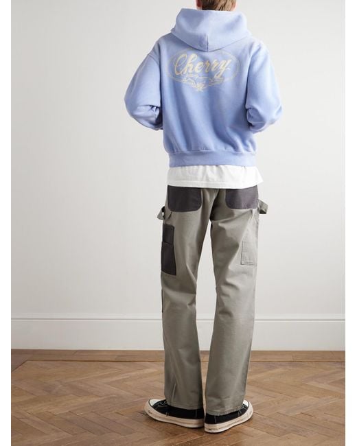 CHERRY LA Horsepower Hoodie aus Baumwoll-Jersey mit Logostickerei in Stückfärbung in Blue für Herren