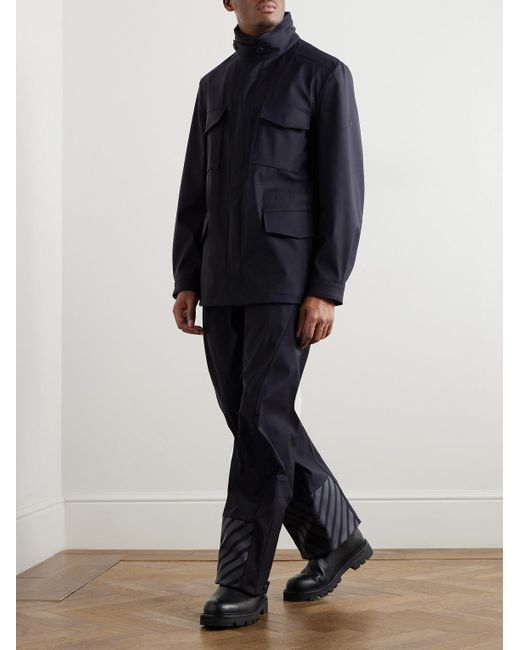 Loro Piana Blue Traveller Logo-appliquéd Bristol Clima System 3l Wool-blend Hooded Field Jacket for men
