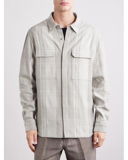 Rick Owens White Striped Cotton And Wool-Blend Flannel Overshirt for men