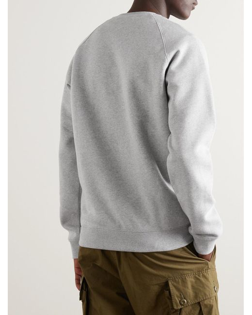 Adidas Originals Gray Essential Logo-embroidered Cotton-blend Jersey Sweatshirt for men