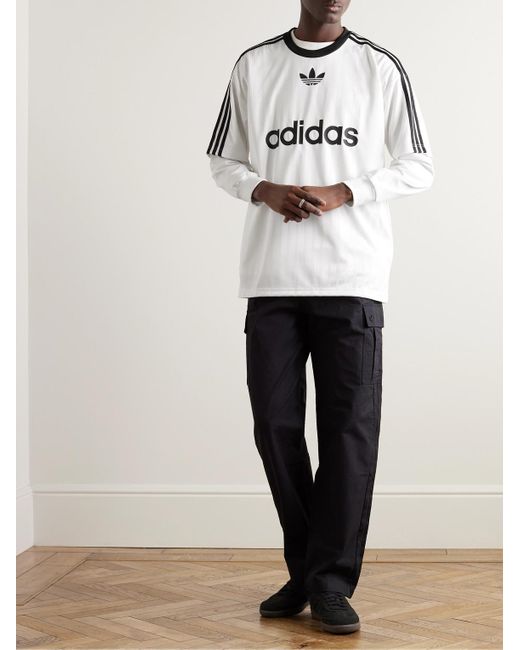 Adidas Originals White Adicolor Logo-print Recycled-piqué T-shirt for men