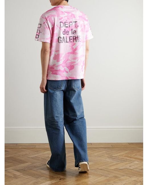 GALLERY DEPT. Pink Camouflage And Logo-Print Cotton-Jersey T-Shirt for men