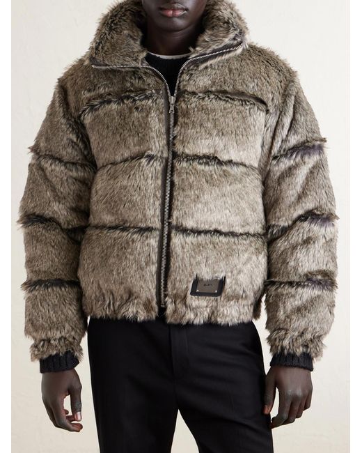 (w)taps Gray Plush Coat for men