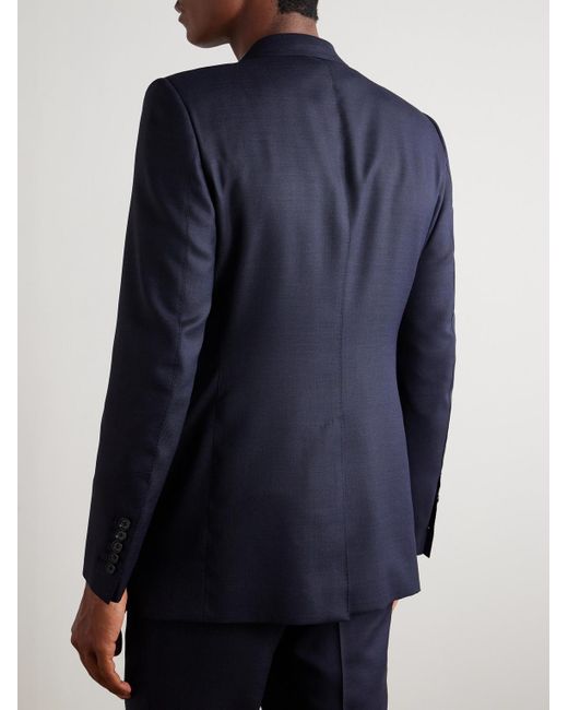 Tom Ford Blue Dyllan Super 130S Grain De Poudre Wool Suit Jacket for men