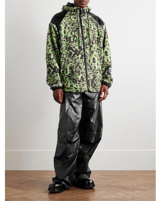 Acne Black Lorgata Wide-Leg Panelled Logo-Embroidered Leather Trousers for men