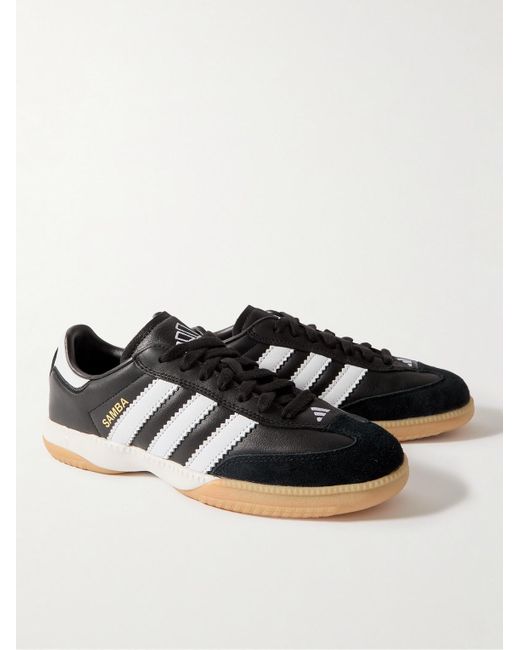 Adidas Originals Samba MN Sneakers aus Leder mit Velourslederbesatz in Black für Herren
