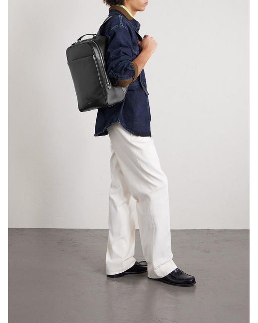 Tom Ford Black Full-Grain Leather Backpack for men