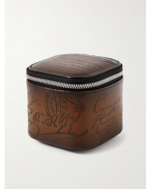 Berluti Brown Scritto Leather Watch Case for men