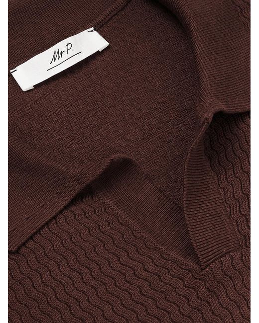Mr P. Purple Textured Cotton And Silk-Blend Polo Shirt for men