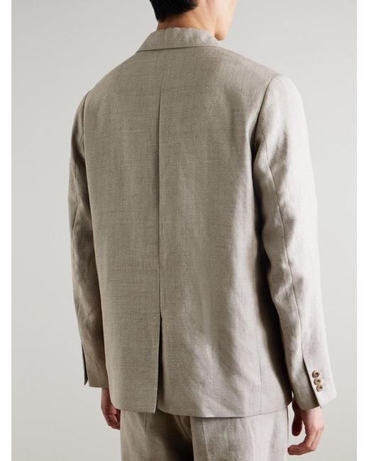 NN07 Natural Jordin 10027 Double-Breasted Linen And Wool-Blend Suit Jacket for men