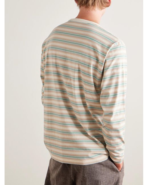 Auralee Natural Striped Cotton-jersey T-shirt for men
