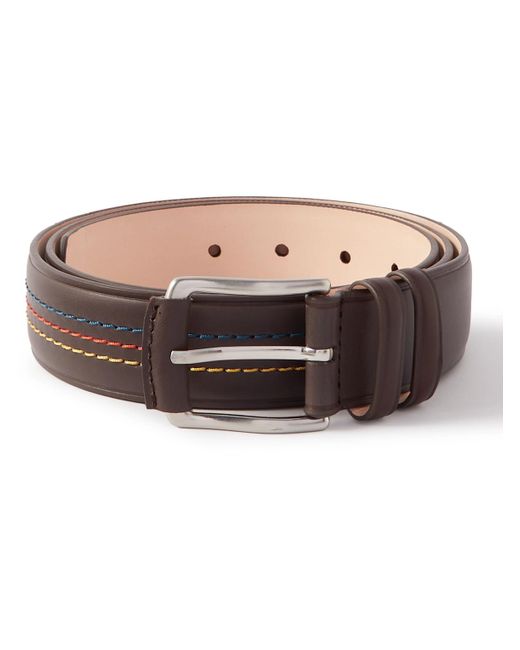 Men's Reversible Leather Belt - Blue Brown - 3.5cm