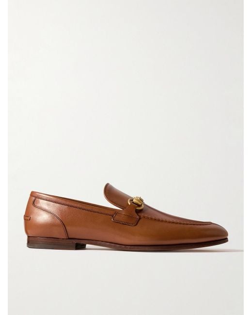 Gucci Brown Jordaan Horsebit Leather Loafers for men