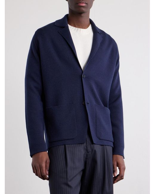 John Smedley Blue Narah 2 Merino Wool Blazer for men