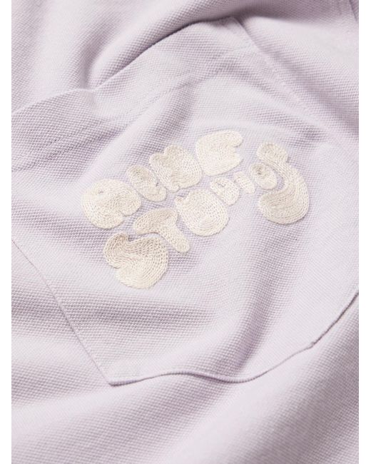 Acne Pink Logo-Embroidered Cotton-Piqué Polo Shirt for men