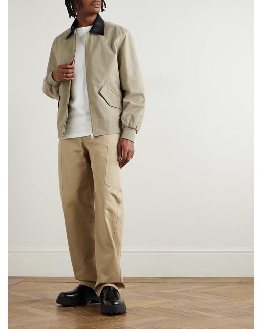 Givenchy Natural Leather-Trimmed Cotton-Blend Harrington Jacket for men