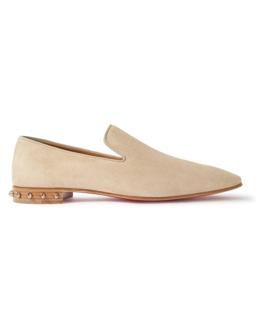 Christian Louboutin Natural Marquees Spiked Suede Loafers for men