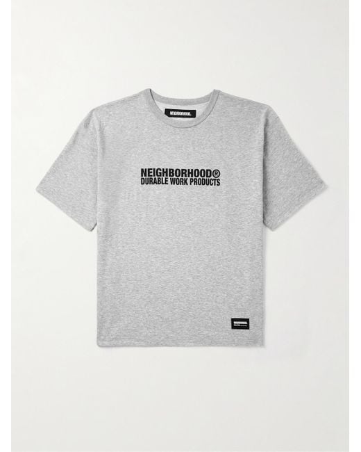 Neighborhood Gray Logo-Print Appliquéd Cotton-Jersey T-Shirt for men