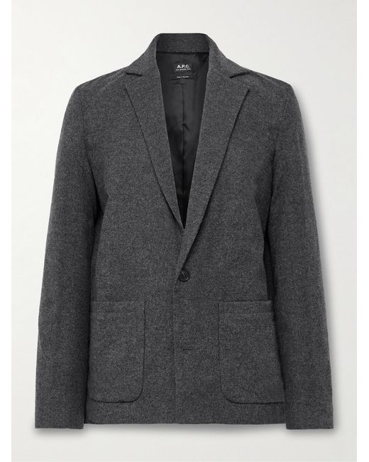 A.P.C. Black Luc Unstructured Brushed Wool-Blend Suit Jacket for men