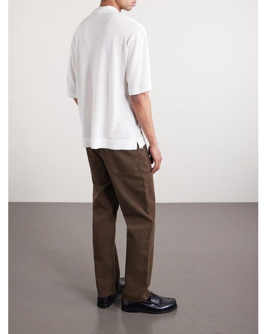 Officine Generale White Pele Lyocell And Wool-blend Polo Shirt for men