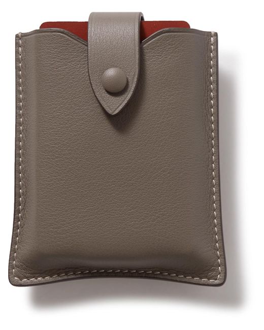 Metier Brown Full-grain Leather Playing Cards Case for men