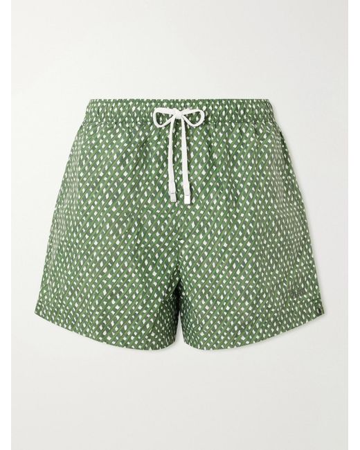 Zegna Green Straight-Leg Printed Cotton Swim Shorts for men