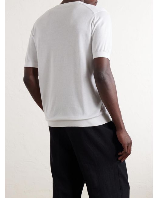 John Smedley White Torin Ss Cotton-knitted T-shirt for men