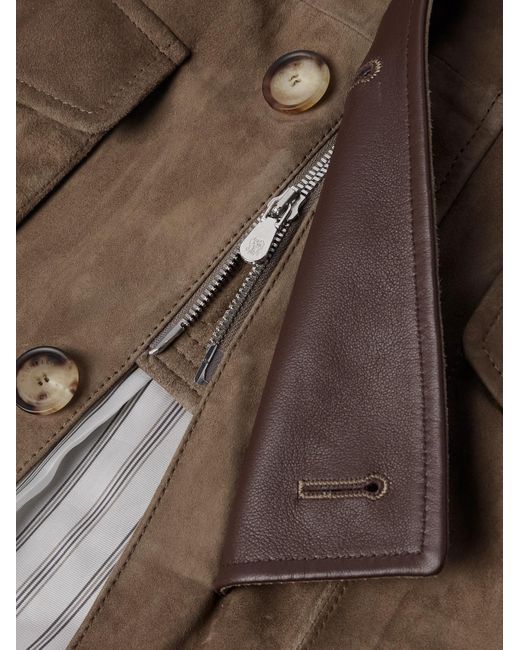 Brunello Cucinelli Brown Belted Suede Field Jacket for men