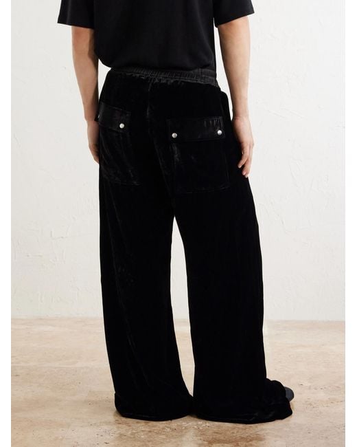Rick Owens Blue Bela Wide-Leg Drawstring Velour Trousers for men