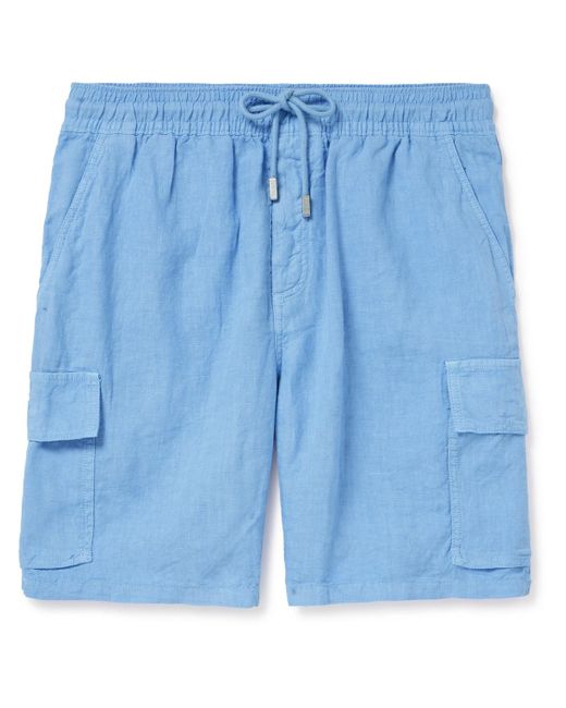 Vilebrequin Blue Straight-leg Linen Drawstring Cargo Shorts for men