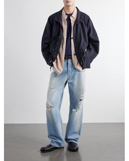 NAHMIAS Blue Wide-leg Distressed Jeans for men