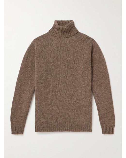 Kingsman Brown Shetland Wool Rollneck Sweater for men