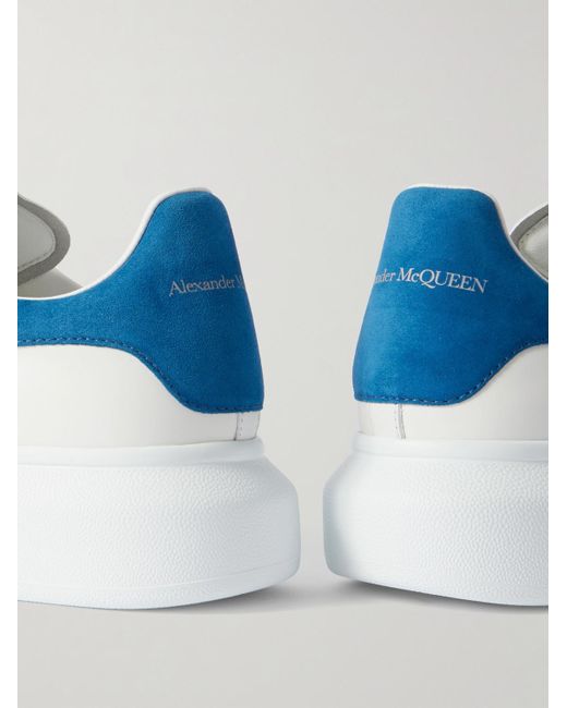 McQueen Blue Exaggerated-Sole Leather Sneakers for men