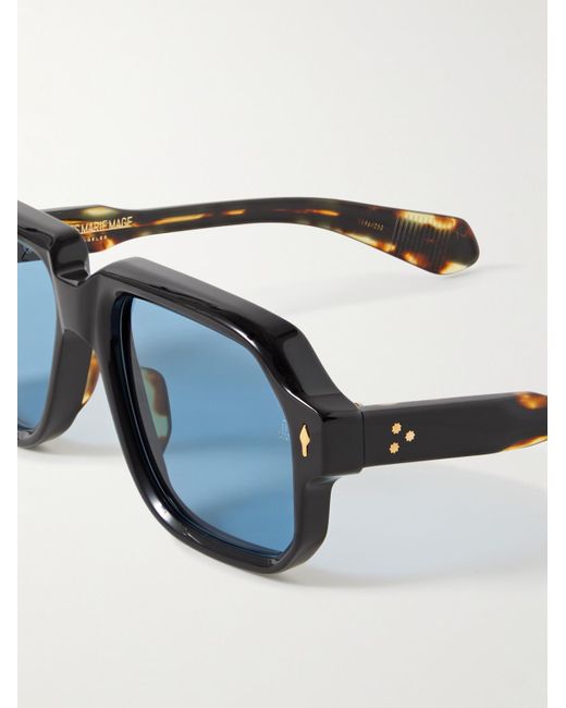 Jacques Marie Mage Blue Challenger Square-frame Tortoiseshell Acetate Sunglasses for men