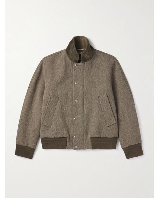 Loro Piana Brown Floris Cotton Corduroy-Trimmed Wool Bomber Jacket for men