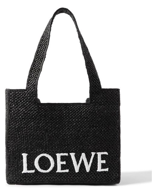 Loewe Black Medium Logo-embroidered Raffia Tote Bag for men