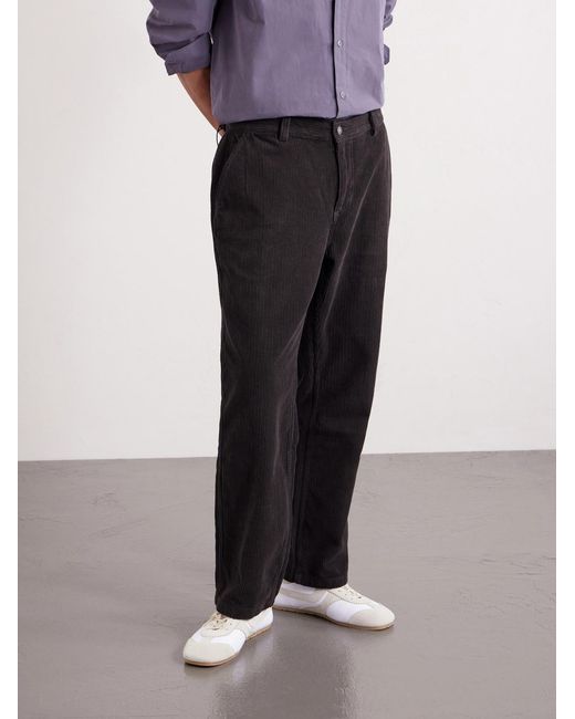 Corridor NYC Black Straight-Leg Cotton-Corduroy Trousers for men