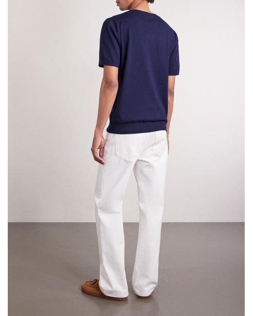 Mr P. Blue Organic Cotton And Cashmere-Blend T-Shirt for men